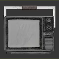 Vintage Retro Television With Green Handprint On Screen Brown Handle And Metal Frame
