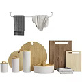Kitchen Decorative Accessories Set With Wooden Cutting Boards Juicer And Towels