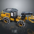 Yellow Caterpillar Logging Equipment With Large Chain Tires And Grapple