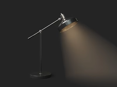 Modern Adjustable Desk Lamp With Black Metal Arm And Bright LED Lighting 3d model