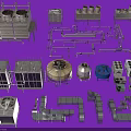 Industrial Equipment Including Cooling Towers Storage Tanks Metal Pipes And Ventilation Ducts