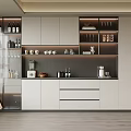 Modern Kitchen Sideboard With Glass Door Cabinets Storage And Coffee Maker 3d model