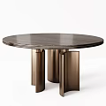 Modern Round Dining Table With Marble Top And Metal Legs Design 3d model