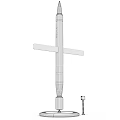 White Missile Weapon With Conical Warhead Lateral Stabilizing Fins And Launch Base Control Device 3d model