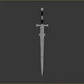 Medieval Metal Sword With Decorative Hilt And Sharp Silver Blade