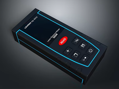 Greenwave SW60 Laser Distance Meter with Black Body Blue Border Screen and Red Function Button 3d model