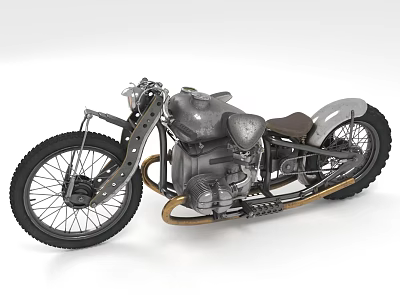 Vintage Style Motorcycle With Metallic Body And Classic Design 3d model