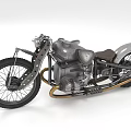 Vintage Style Motorcycle With Metallic Body And Classic Design