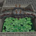 Chinese-style Stone Baluster Bridge 3d model
