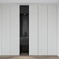 Modern White and Black Wardrobe with Vertical Panel Storage Shelf and Built-in Light 3d model