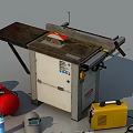 Professional Industrial Equipment Including Table Saw Power Tools Safety Gear And Storage