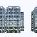 Modern High Rise Residential Buildings With Glass Curtain Walls And Urban Setting