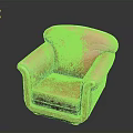 Vintage Style Pink Armchair With Wooden Armrests And Curved Backrest Detail