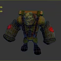 3D Mythical Creature Character With Green Skin Armor And Glowing Arms Design