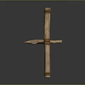 Handcrafted Wooden Primitive Tool Featuring Cross Structure Rope Wrapped And Pointed Tip 3d model