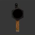 Military Rocket Launcher With Black Body Wooden Components And Yellow Warhead Stand