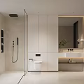 Modern Bathroom Interior Design With Glass Shower White Cabinets And Vanity