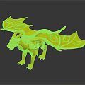 3D Dragon Creature Model with Brown Body Spotted Wings Purple Horns and Standing Stance