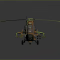 Military Helicopter With Green And Orange Fuselage Rotor Blades And Modern Design