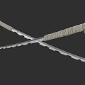 Classic Japanese Swords With Serrated Blades And Wrapped Handles Crossed Design