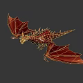 Red Dragon Character with Wings and Spikes as Mythical Creature 3D Render on Dark Backdrop 3d model