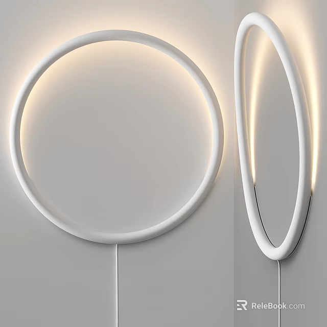 Sleek Modern Wall Lights With Round And Oval Design White Frame And Soft Glow 3d model 