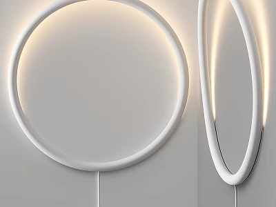 Sleek Modern Wall Lights With Round And Oval Design White Frame And Soft Glow 3d model