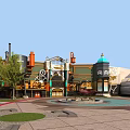 Fun Filled Amusement Park With Various Rides Colorful Pavilions And Lush Green Gardens