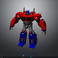 Red Blue Gray Mechanical Robot Character In 3D Render With Detailed Mechanical Body Design