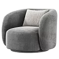 Modern Single Sofa With Rounded Armrests Light Beige Velvet Upholstery And Striped Cushion