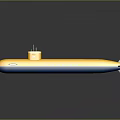 Yellow and Blue Submarine 3D Model with Windows Conning Tower and Reflection 3d model