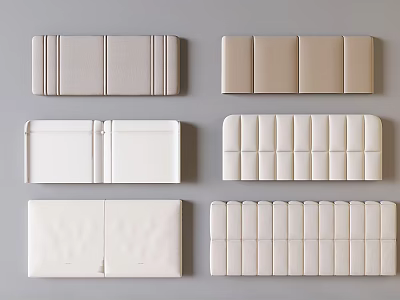 Various Soft Upholstered Panel Styles with Neutral Tones and Stitched Details 3d model
