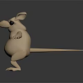 3D Mouse Character With Beige Color Large Ears Pink Nose Black Eyes And Standing Pose