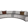 Curved Sectional Sofa with Multiple Decorative Pillows Cozy Throw Blanket Modern Neutral Design 3d model