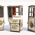 Vintage Decorative Cabinets With Floral Patterns Glass Panes And Worn Finish
