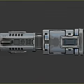 Futuristic Sci Fi Gun Design With Metallic Structure And Blue Glowing Details
