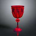 Stylish Red Glass Cup With Intricate Carved Patterns And Elegant Base