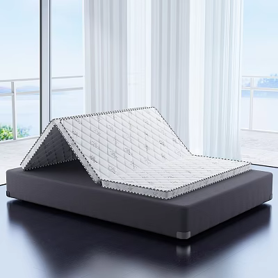Foldable Mattress With Diamond Pattern On Comfortable Bed Base In Bright Room 3d model
