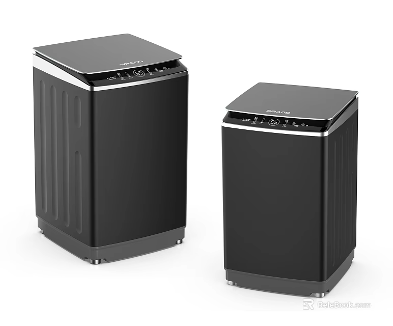 Two Black Modern Washing Machines With Sleek Top Control Panel For Home Laundry 3d model 