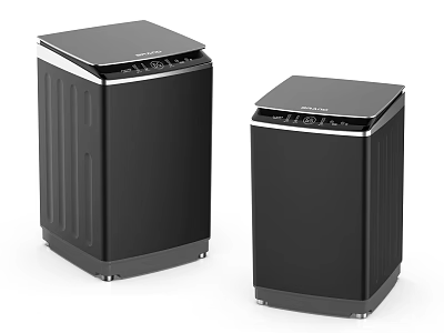Two Black Modern Washing Machines With Sleek Top Control Panel For Home Laundry 3d model