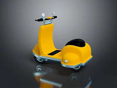 Vibrant Yellow Classic Scooter Featuring Black Seat Sleek Body And Chrome Details 3d model