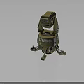 UNSC Green Mechanical Military Weapon with Base and Support Legs Structure 3d model