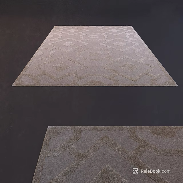 Square Rug With Geometric Patterns In Light Beige Neutral Tones For Modern Decor 3d model
