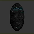 Cartoon Scene Featuring Gray Egg Shaped Object With Small Square Textures And Blue Grid Lines