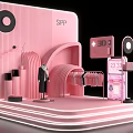 Elegant Pink SIPP Retail Display Space Featuring Clothing Racks And Lighting