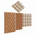 Sofa Background Wall Design With Diamond And Square Pattern Leather Panels