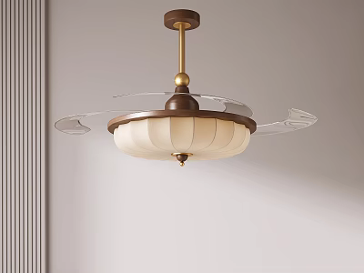 Elegant Modern Round Chandelier With Cream Fabric Shade And Brass Accents 3d model
