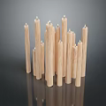 Tall Wooden Candles Arranged In Elegant Standing Display For Home Decor