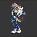 Vibrant 3D Game Movie Character With Pink Blue Hair Star Accessory And Outstretched Hand