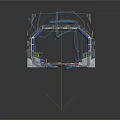 Cartoon Sci Fi Corridor Scene Featuring Orange Railings Blue Pipes Green Plants And Control Panels